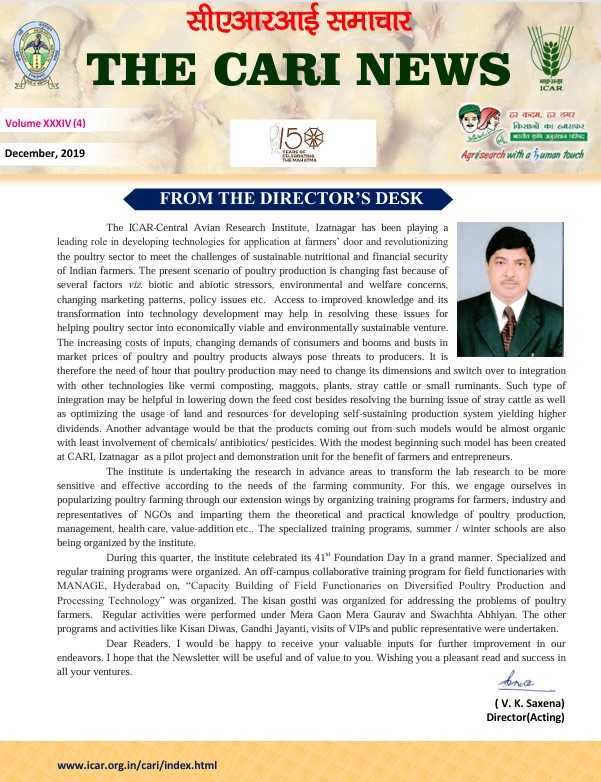 Newsletter - December, 2019, Vol. 34 No. 4
